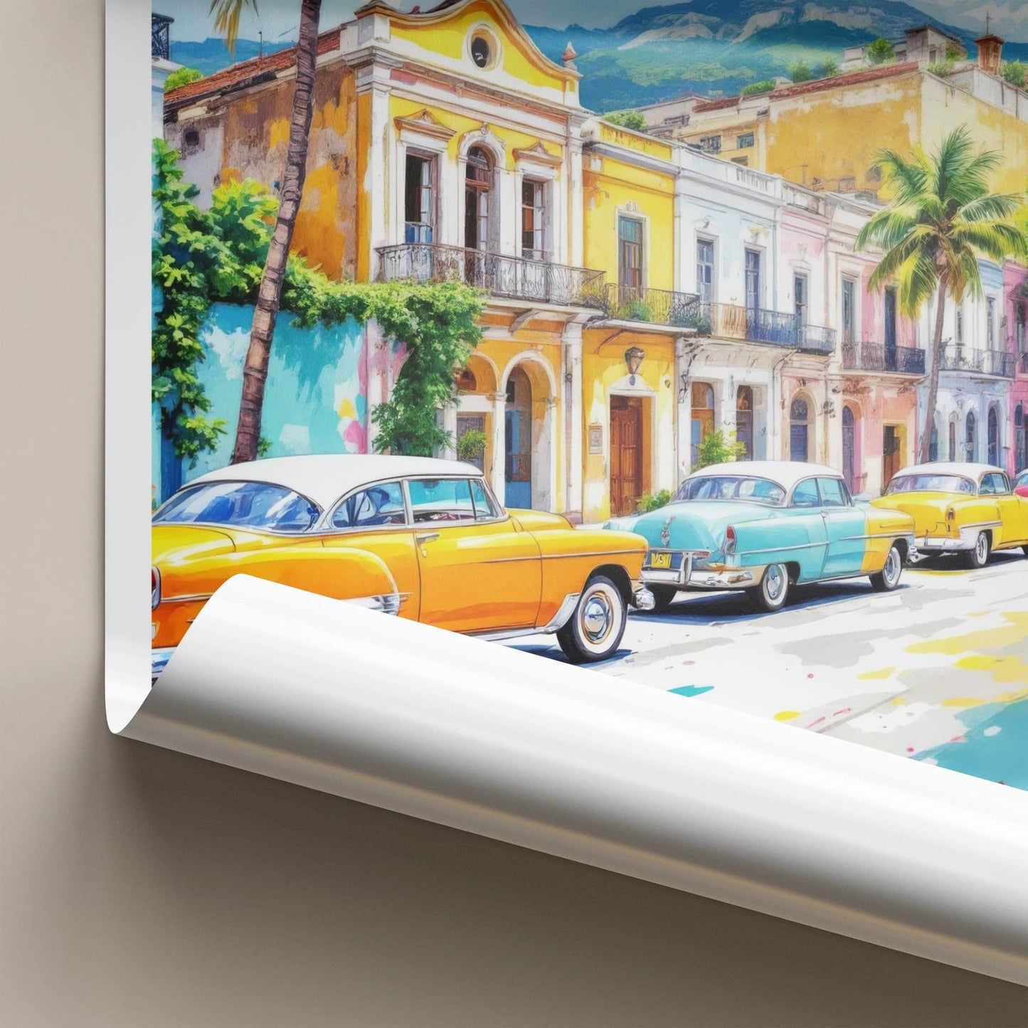 Havana Poster - Cuba Travel Art - Classic Cars Street Fine Art Home Decor