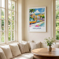Havana Poster - Cuba Travel Art - Classic Cars Street Fine Art Home Decor