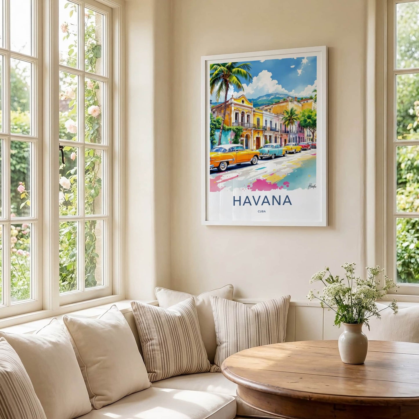 Havana Poster - Cuba Travel Art - Classic Cars Street Fine Art Home Decor