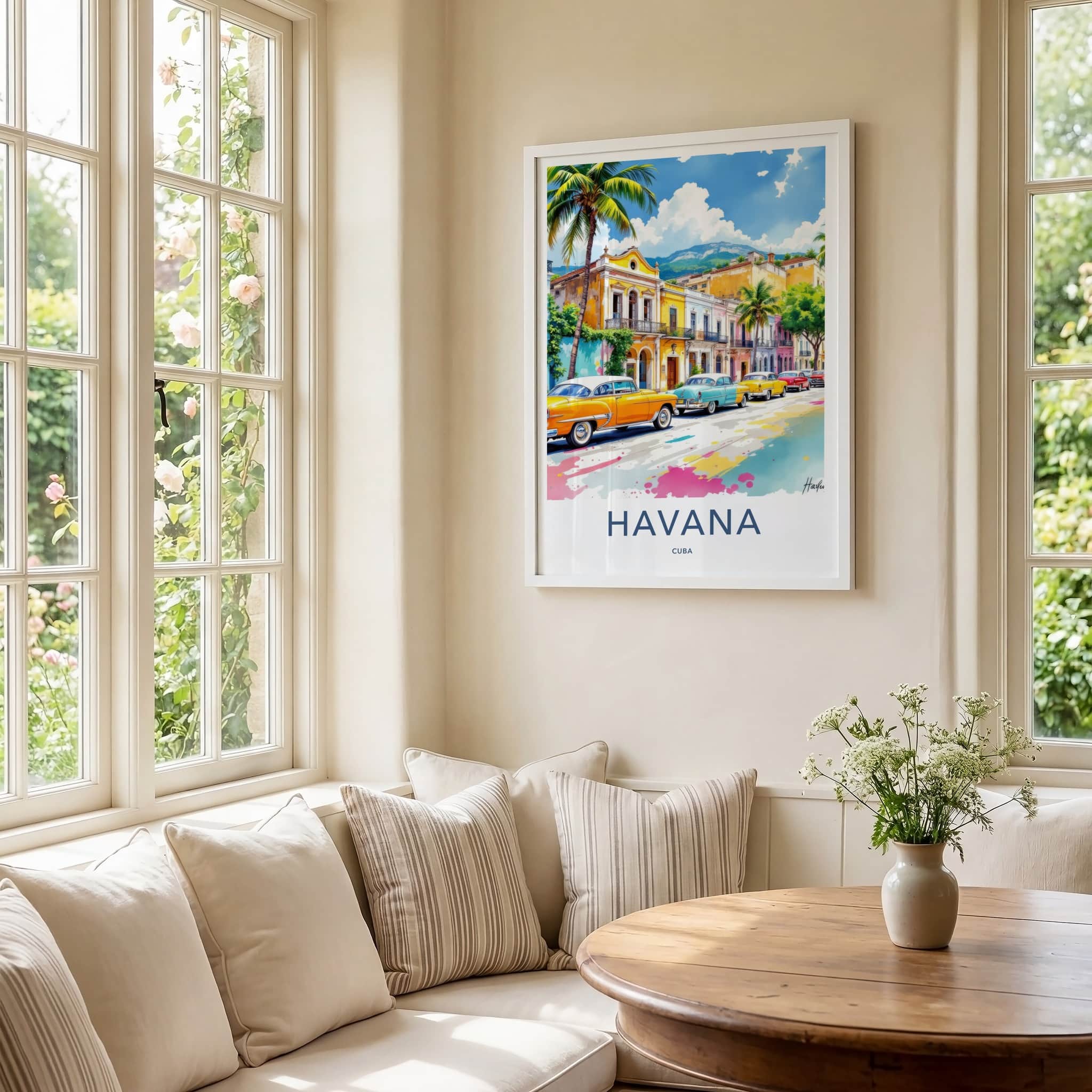 Havana Poster - Cuba Travel Art - Classic Cars Street Fine Art Home Decor