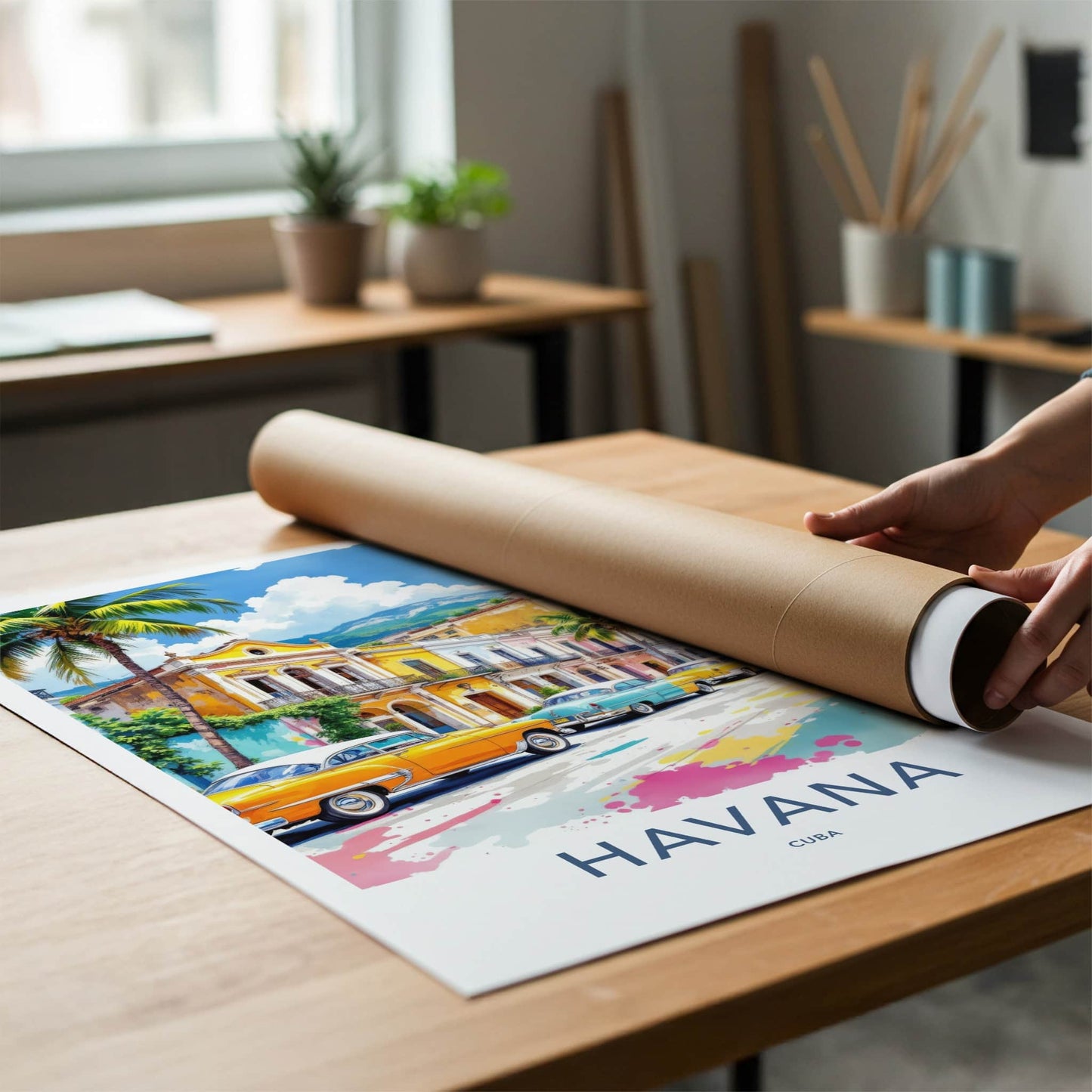 Havana Poster - Cuba Travel Art - Classic Cars Street Fine Art Home Decor