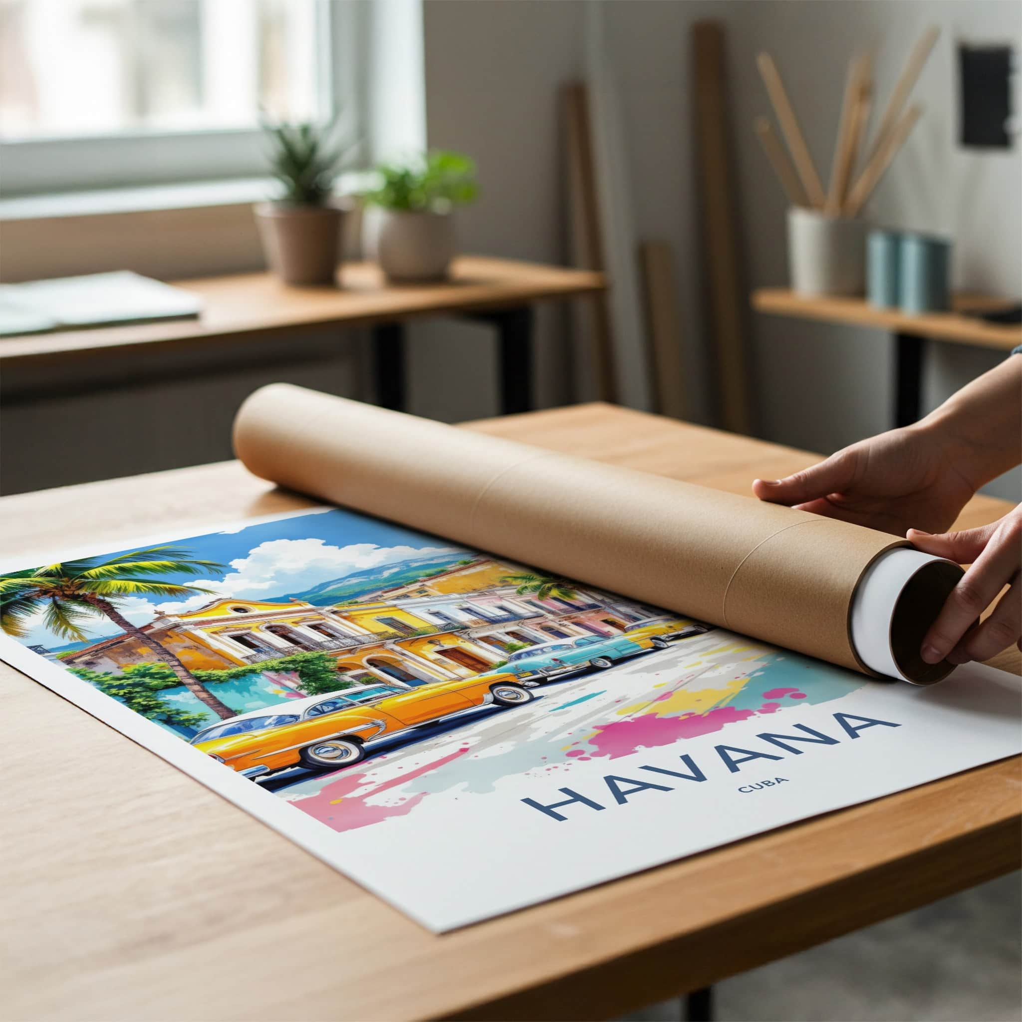 Havana Poster - Cuba Travel Art - Classic Cars Street Fine Art Home Decor