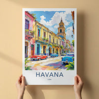 Havana Poster - Cuba Travel Art - Colorful Street Cars Gallery Art