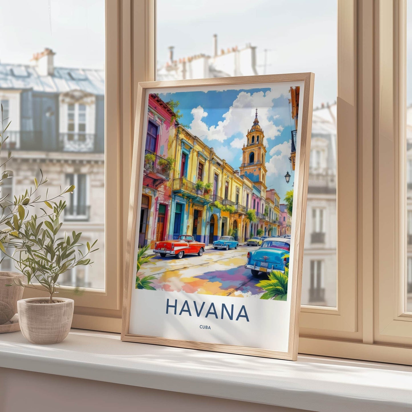 Havana Poster - Cuba Travel Art - Colorful Street Cars Gallery Art