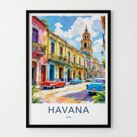 Havana Poster - Cuba Travel Art - Colorful Street Cars Gallery Art