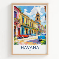 Havana Poster - Cuba Travel Art - Colorful Street Cars Gallery Art