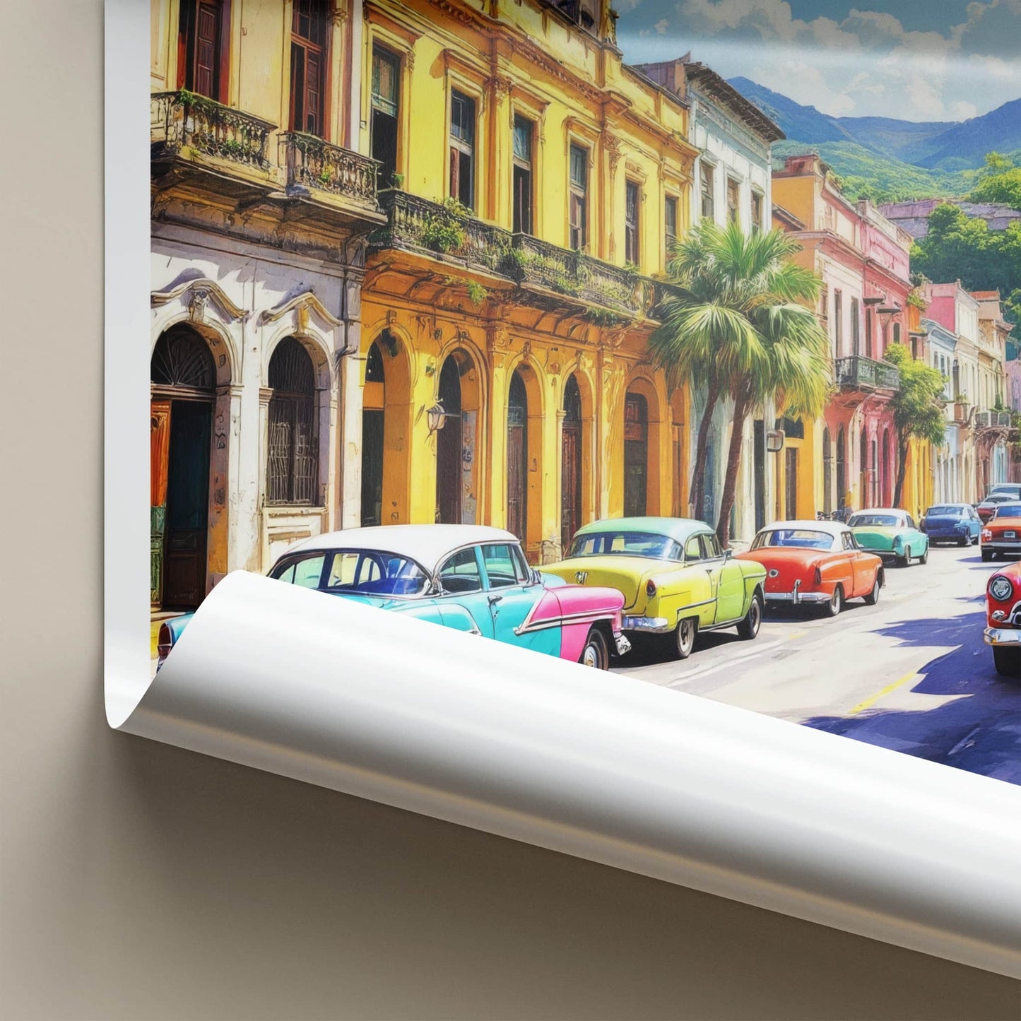 Havana Poster - Cuba Travel Art - Colorful Street Scene Home Decor
