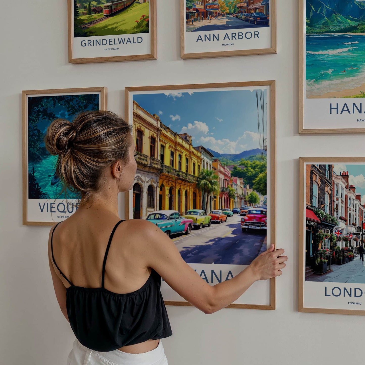Havana Poster - Cuba Travel Art - Colorful Street Scene Home Decor