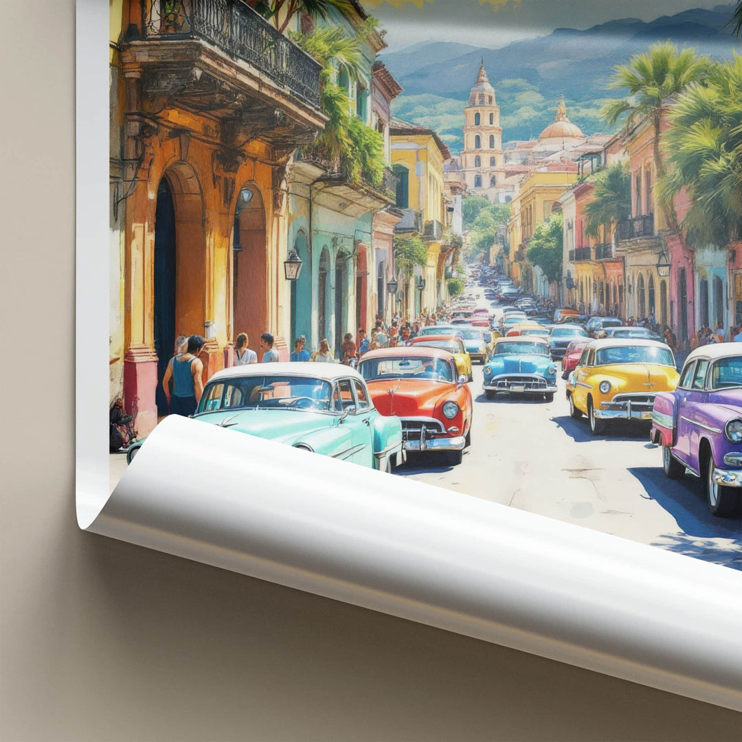 Havana Poster - Cuba Travel Art - Iconic Classic Car Street Home Decor