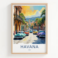 Havana Poster - Cuba Travel Art - Iconic Classic Car Street Home Decor