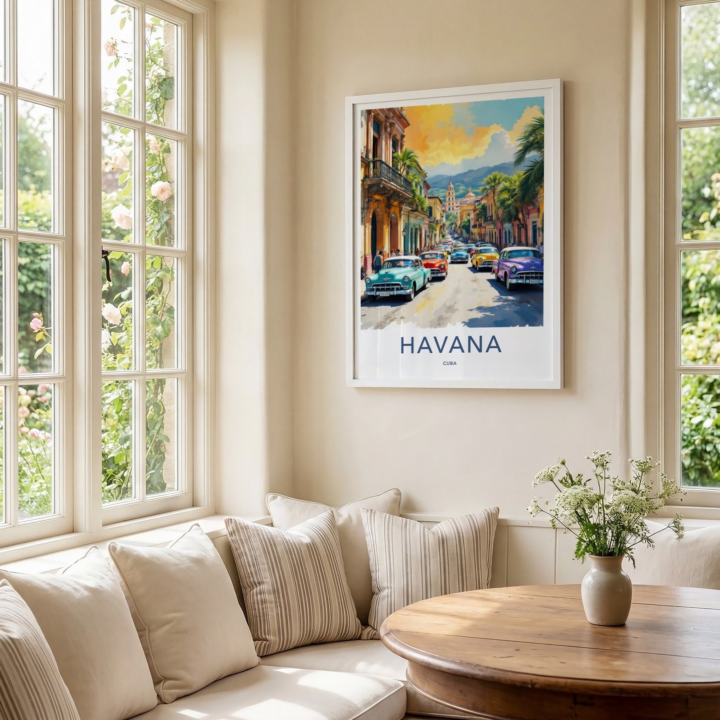 Havana Poster - Cuba Travel Art - Iconic Classic Car Street Home Decor