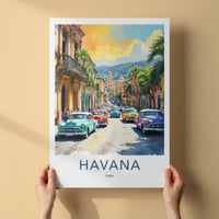 Havana Poster - Cuba Travel Art - Iconic Classic Car Street Home Decor