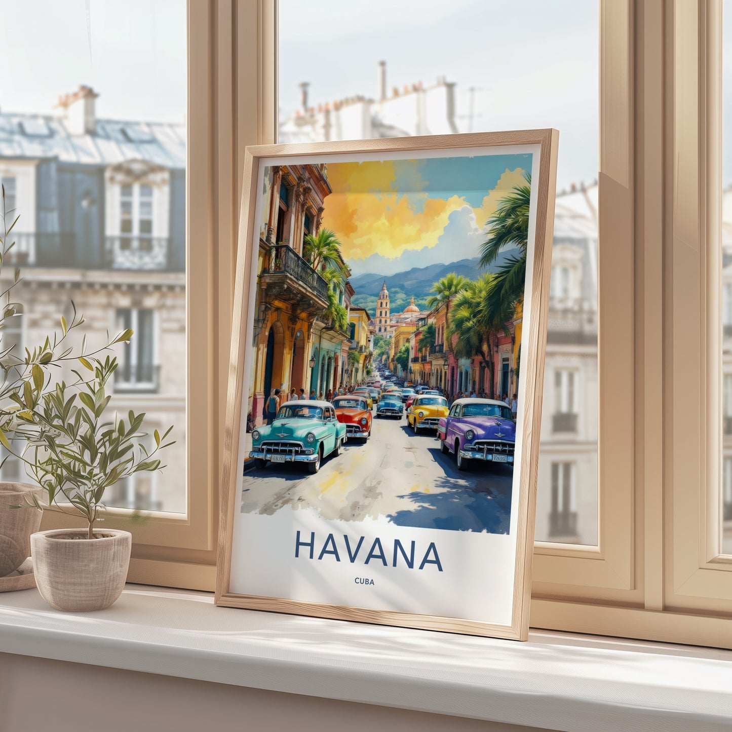 Havana Poster - Cuba Travel Art - Iconic Classic Car Street Home Decor