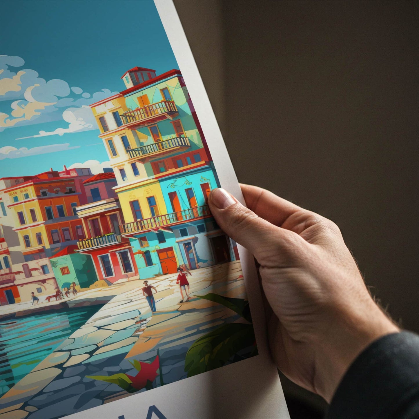 Havana Poster - Cuba Travel Art - Vibrant Bayfront Scene Home Decor