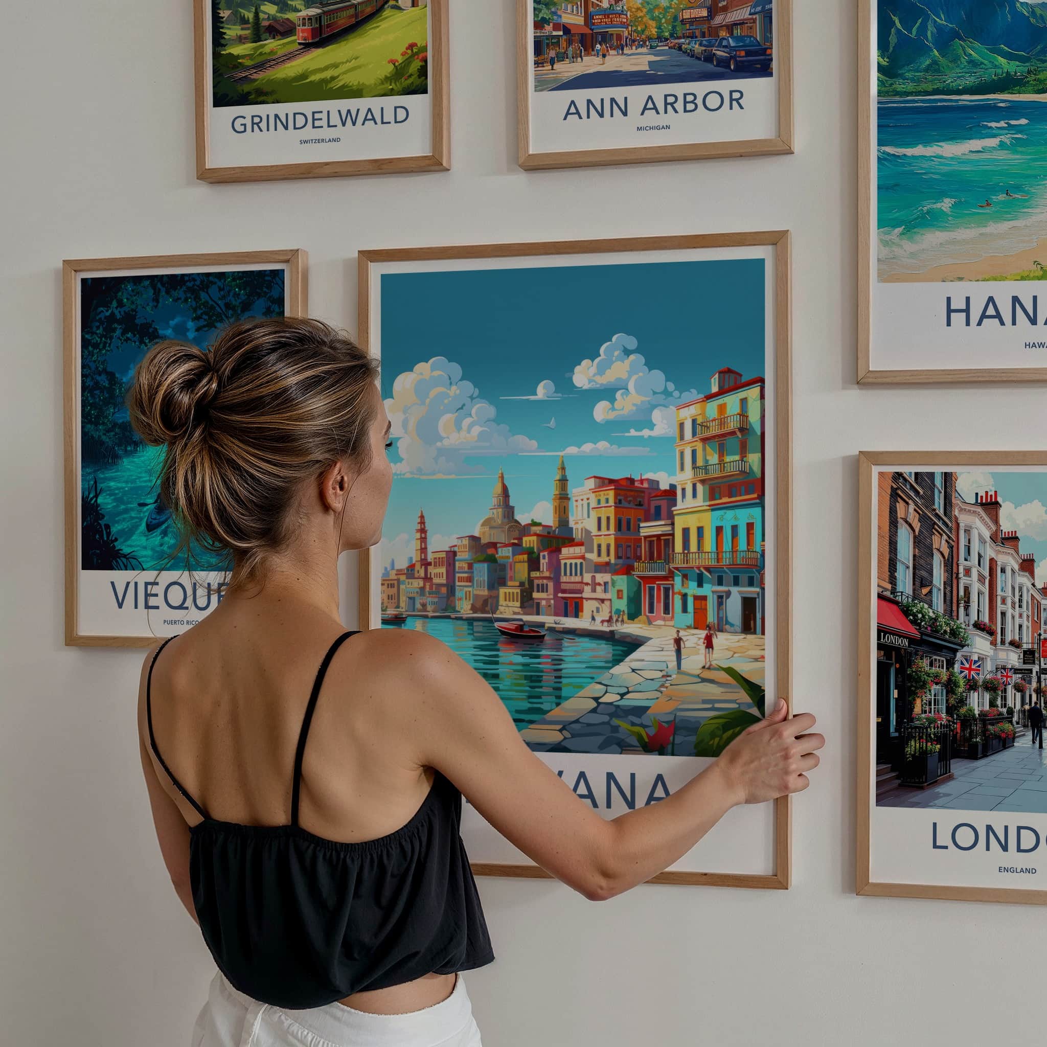 Havana Poster - Cuba Travel Art - Vibrant Bayfront Scene Home Decor