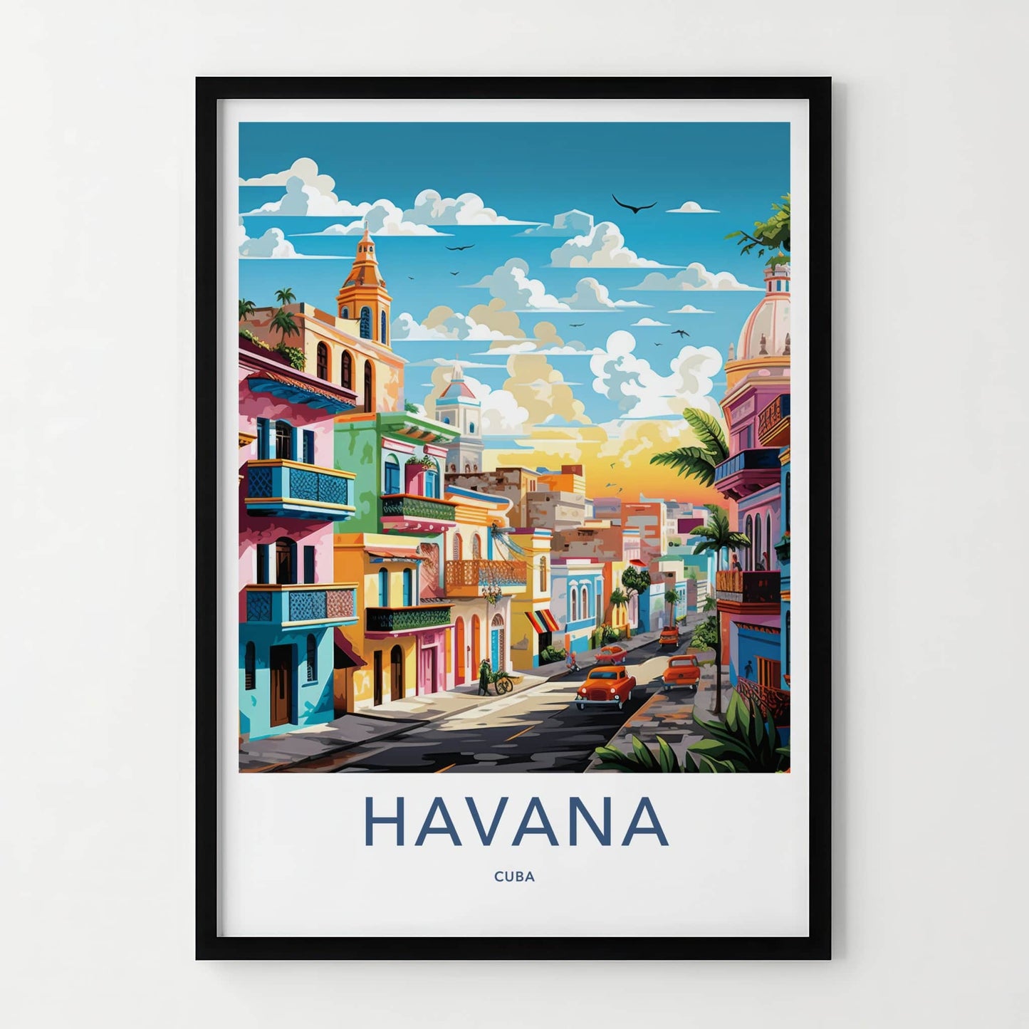 Havana Poster - Cuba Travel Art - Vibrant Cityscape Street Home Decor