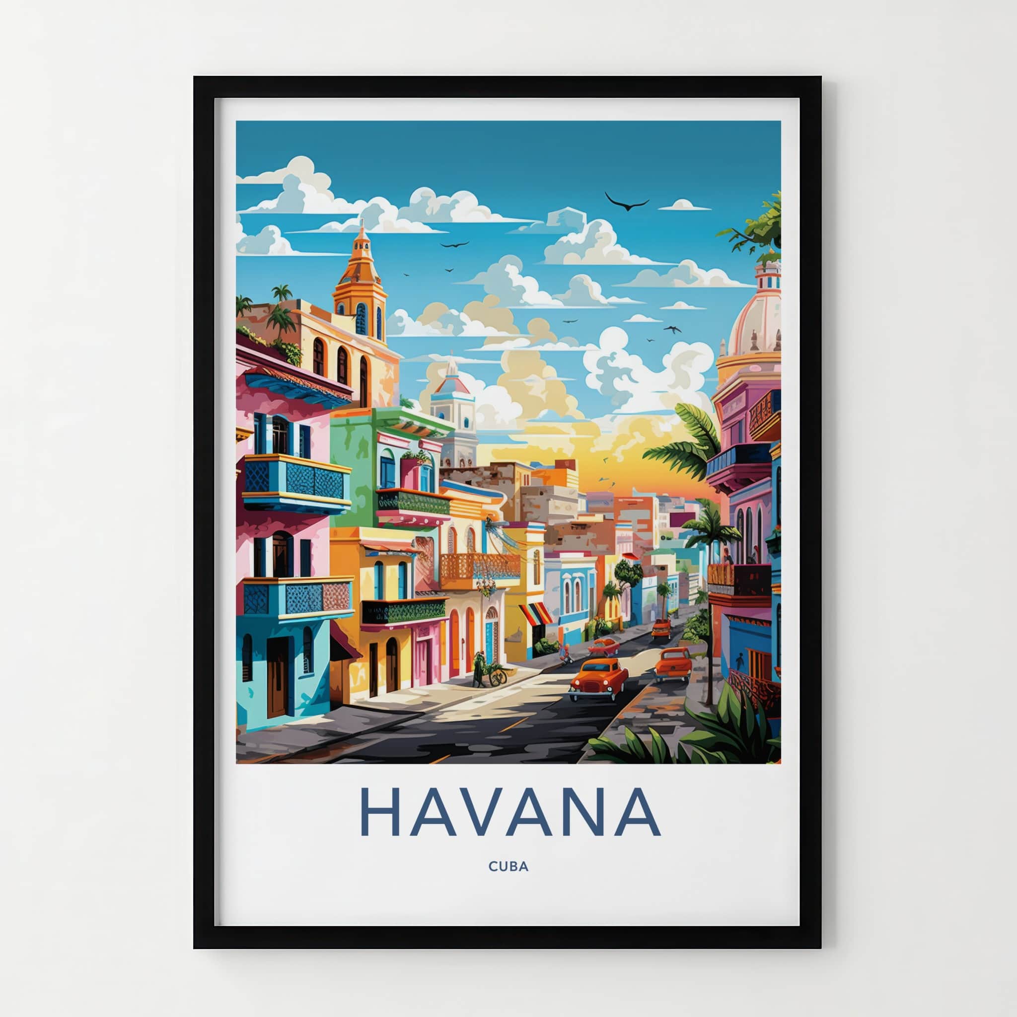Havana Poster - Cuba Travel Art - Vibrant Cityscape Street Home Decor