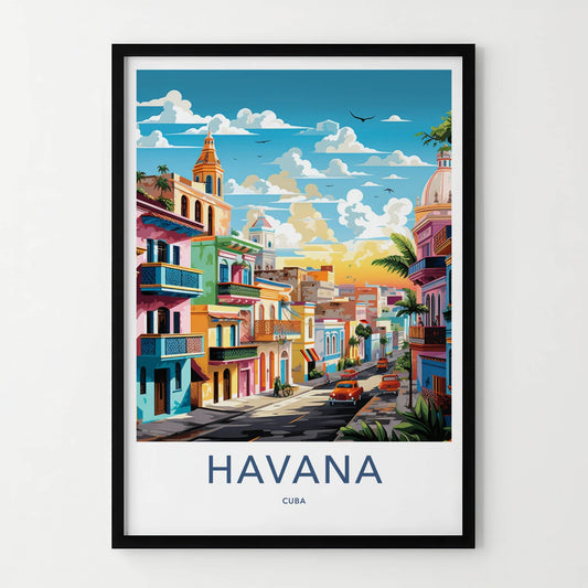 Havana Poster - Cuba Travel Art - Vibrant Cityscape Street Home Decor