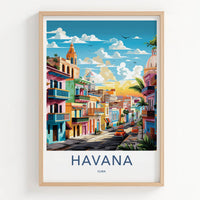 Havana Poster - Cuba Travel Art - Vibrant Cityscape Street Home Decor