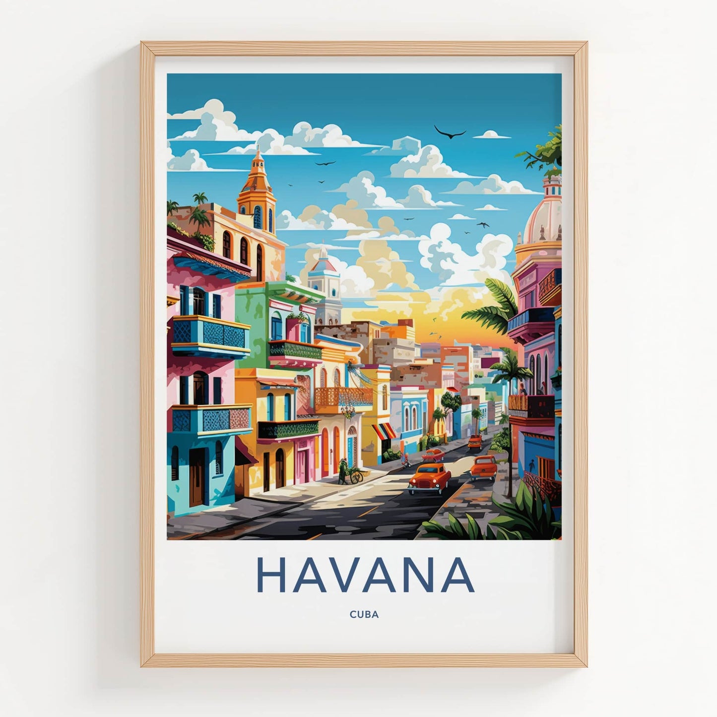 Havana Poster - Cuba Travel Art - Vibrant Cityscape Street Home Decor