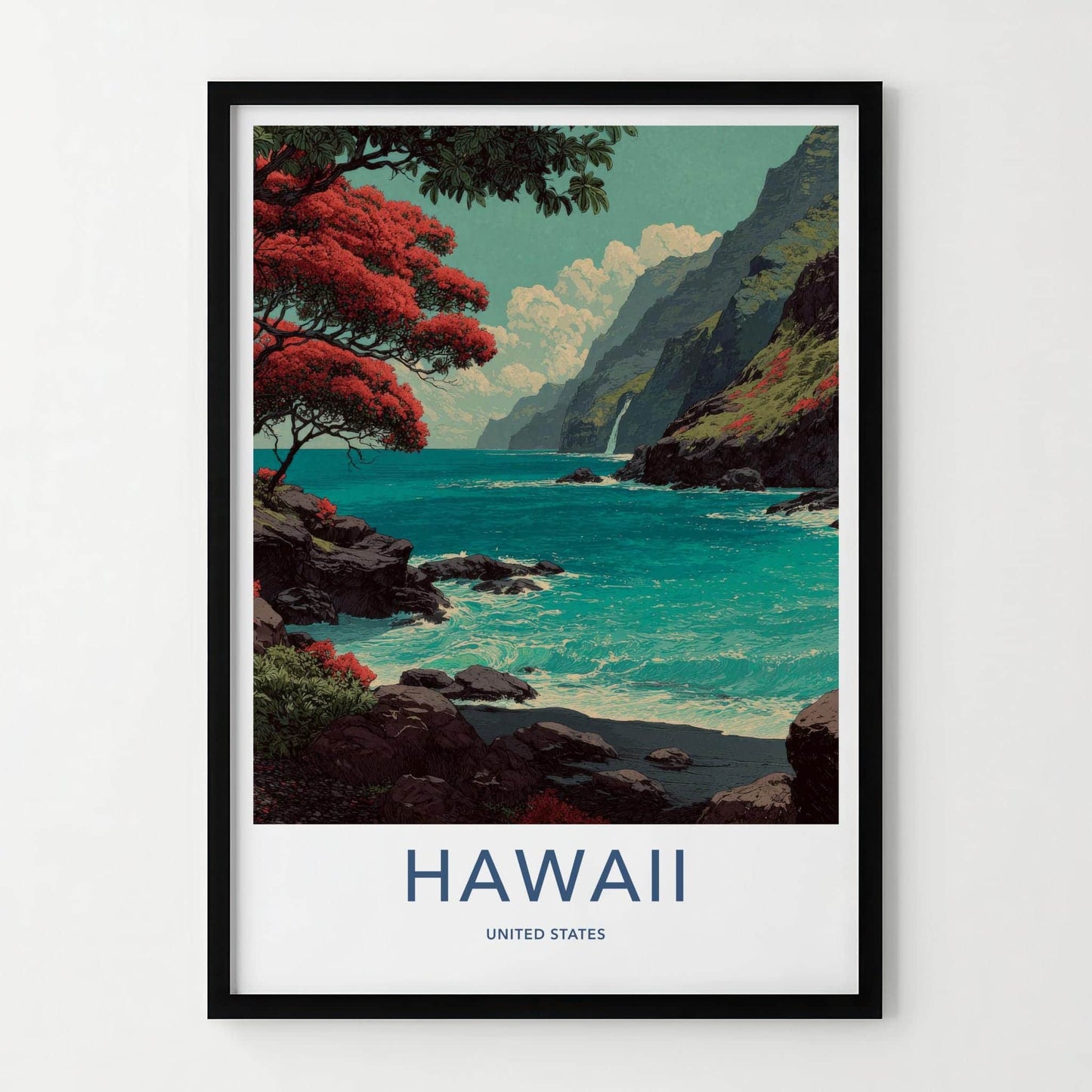 Hawaii Poster - Hawaii Travel Art - Vibrant Ocean Cliffs Home Decor