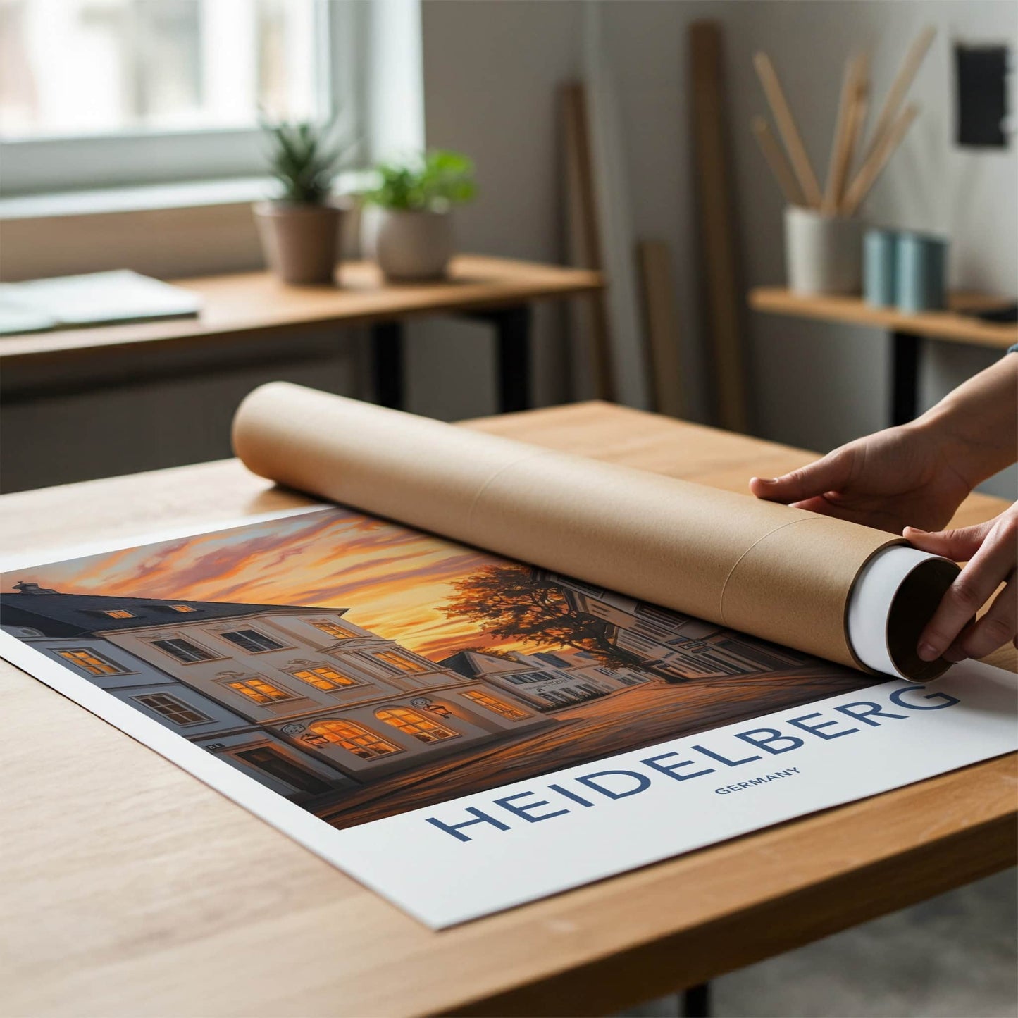 Heidelberg Poster - Germany Travel Art - Sunset City Street Home Decor