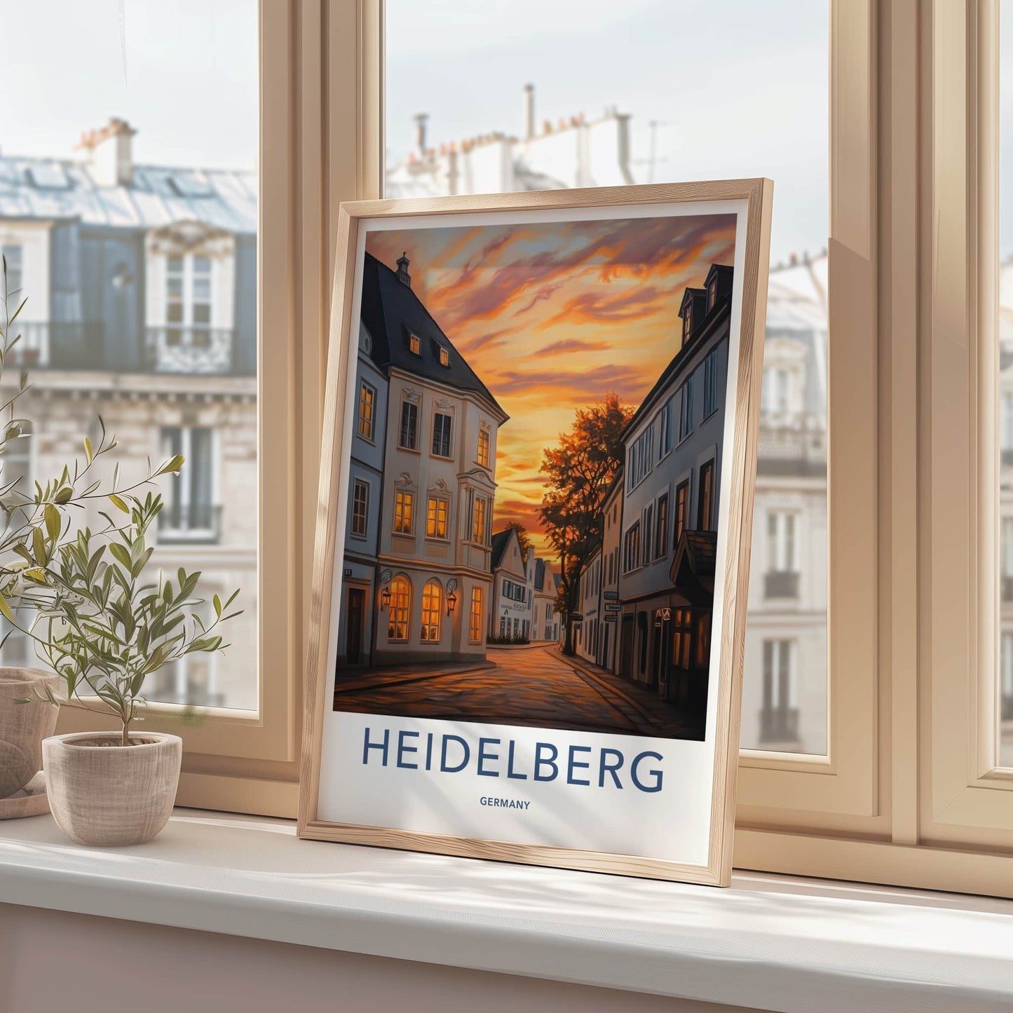 Heidelberg Poster - Germany Travel Art - Sunset City Street Home Decor