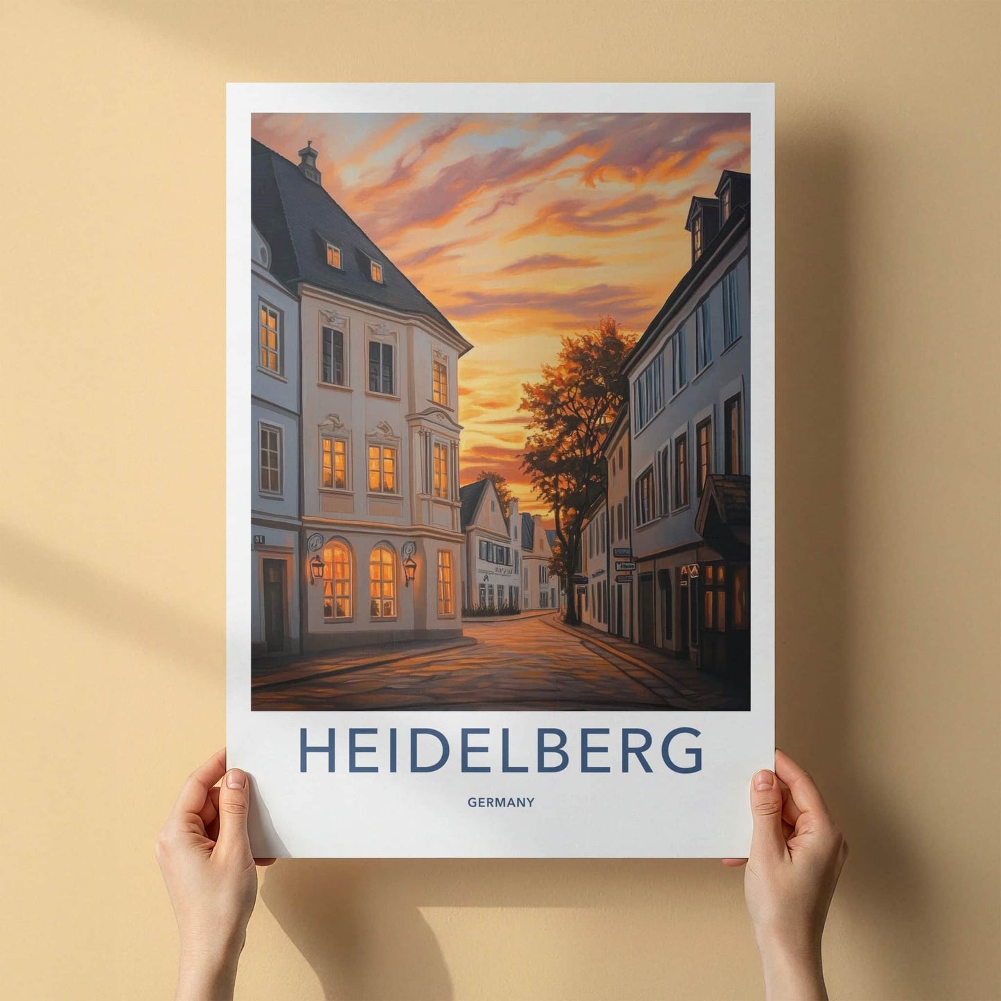 Heidelberg Poster - Germany Travel Art - Sunset City Street Home Decor