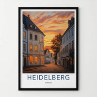 Heidelberg Poster - Germany Travel Art - Sunset City Street Home Decor