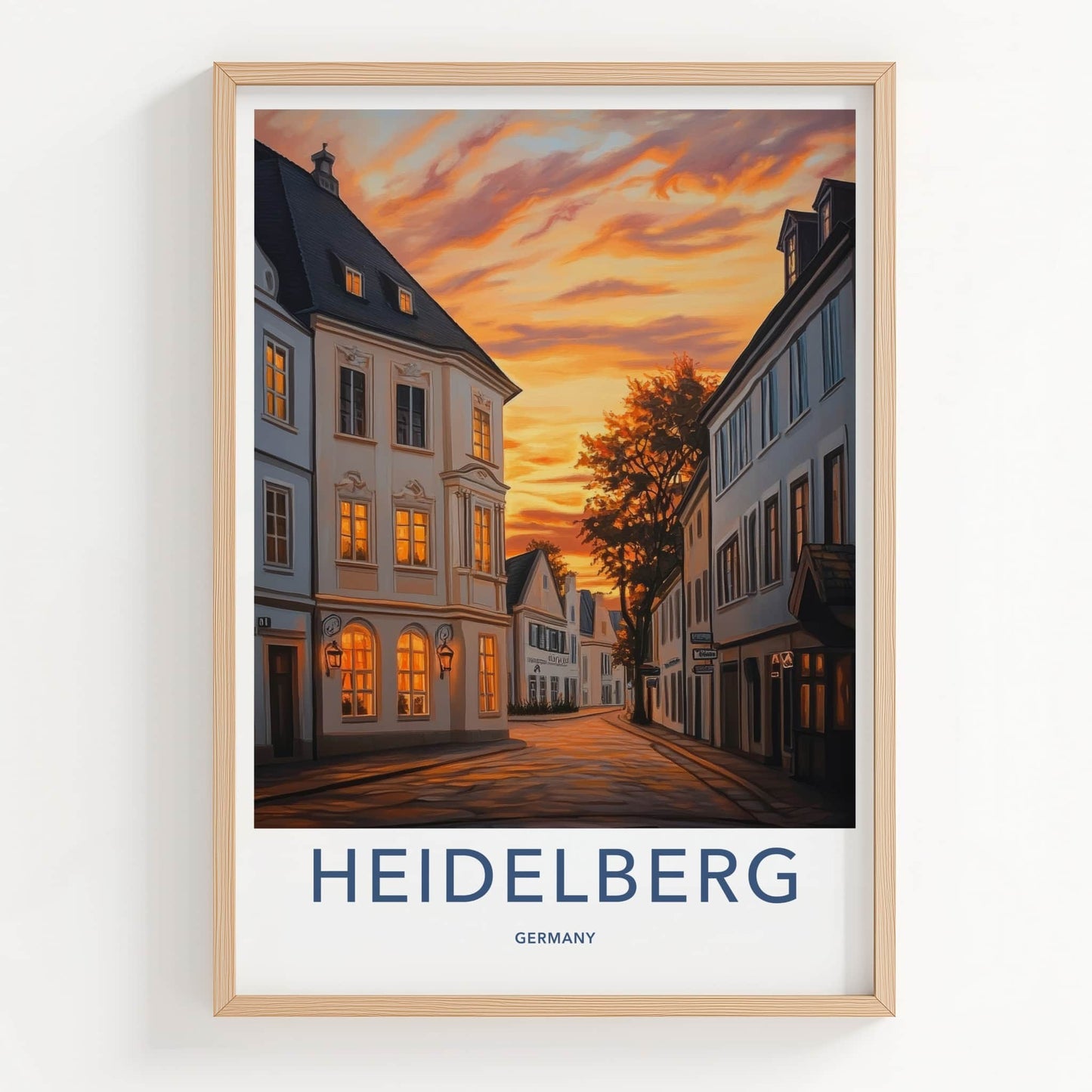 Heidelberg Poster - Germany Travel Art - Sunset City Street Home Decor