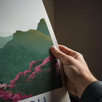 Helambu Poster - Nepal Travel Art - Misty Mountain Blooms Home Decor