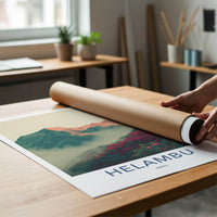 Helambu Poster - Nepal Travel Art - Misty Peaks Rhododendron Home Decor