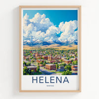 Helena Poster - Montana Art Print - City Mountain Panorama Wall Decor