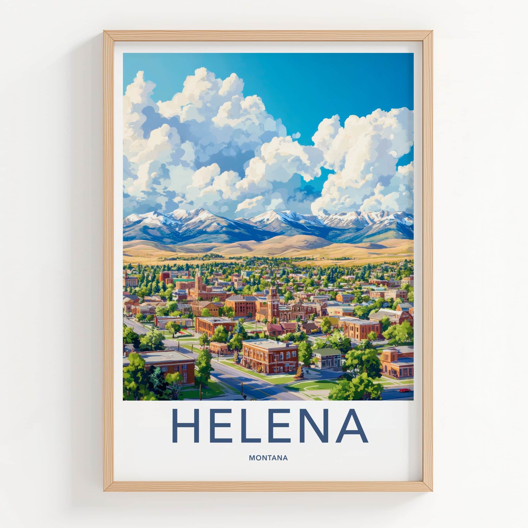 Helena Poster - Montana Art Print - City Mountain Panorama Wall Decor