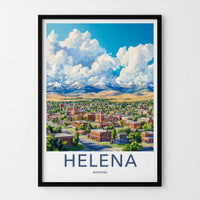 Helena Poster - Montana Art Print - City Mountain Panorama Wall Decor