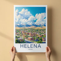 Helena Poster - Montana Art Print - City Mountain Panorama Wall Decor