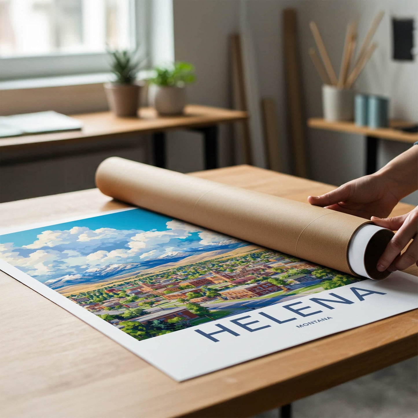 Helena Poster - Montana Art Print - City Mountain Panorama Wall Decor