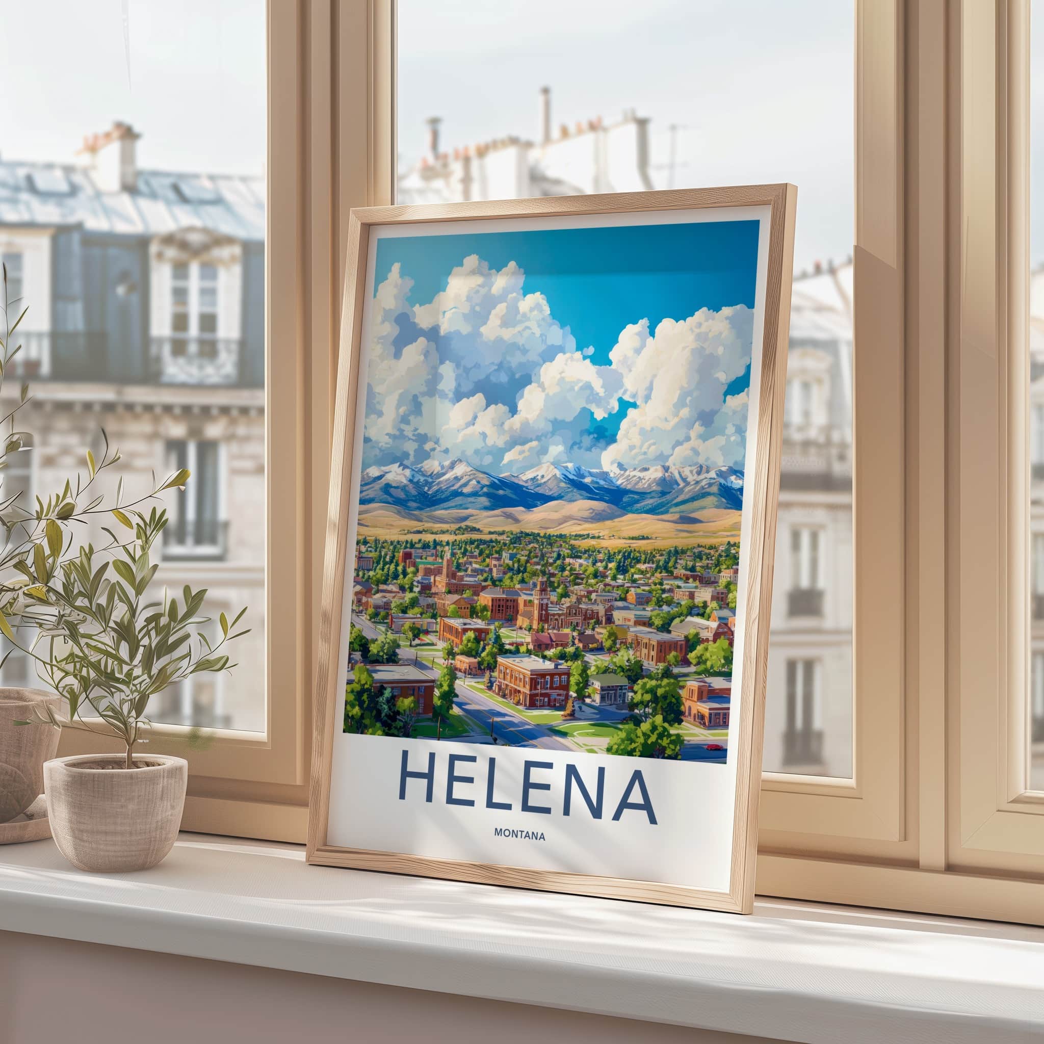 Helena Poster - Montana Art Print - City Mountain Panorama Wall Decor