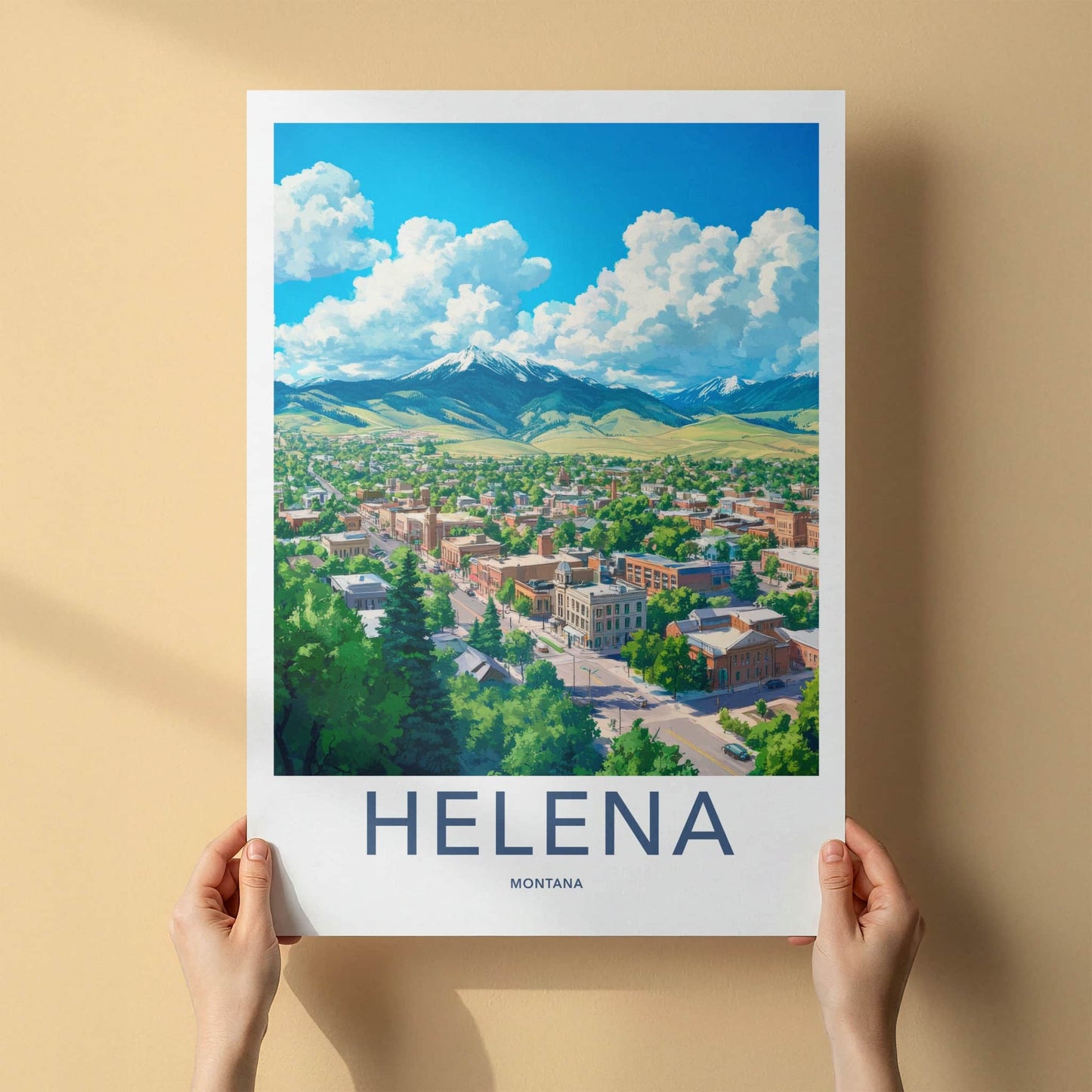 Helena Poster - Montana Framed Print - Lush Mountain Town Lounge Decor