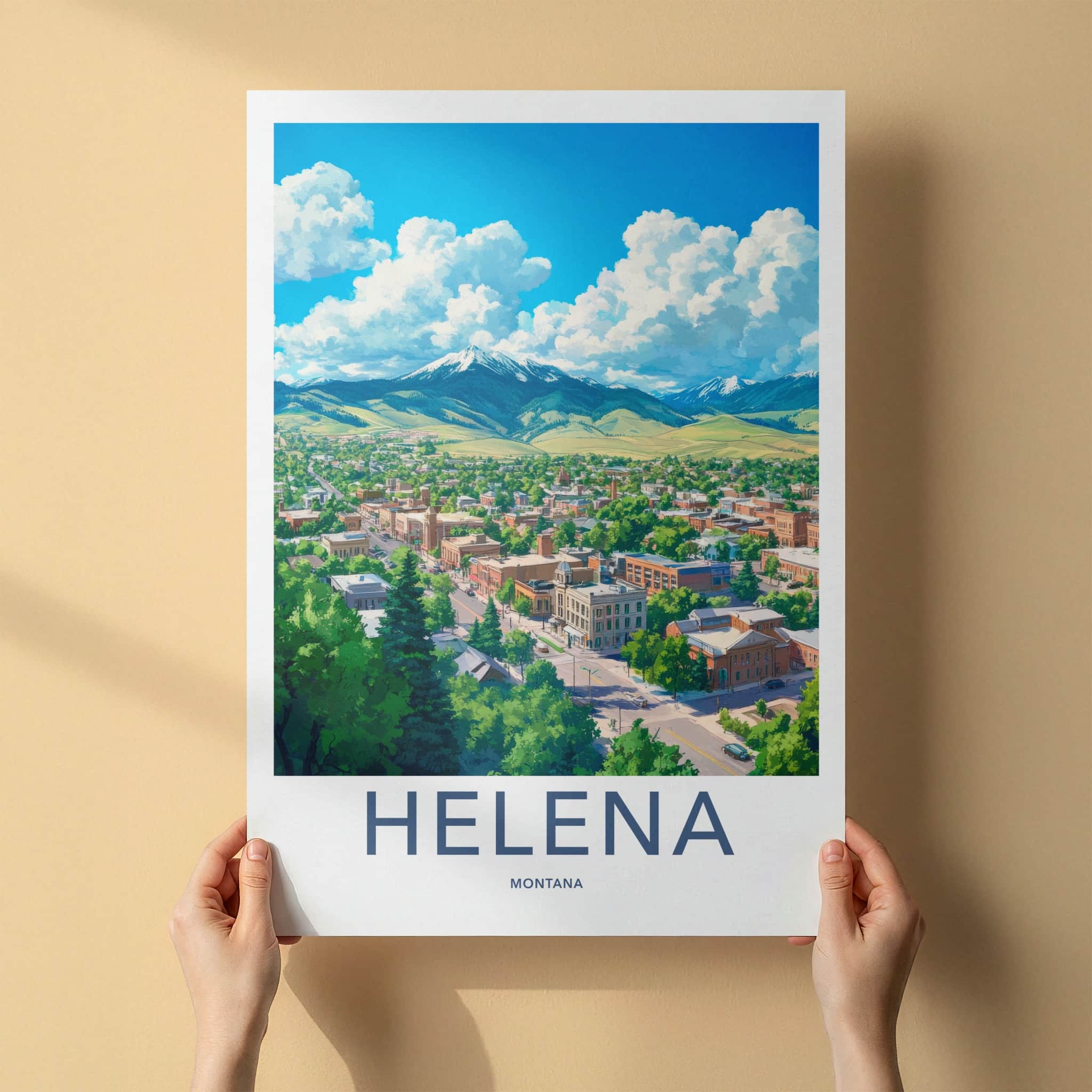 Helena Poster - Montana Framed Print - Lush Mountain Town Lounge Decor