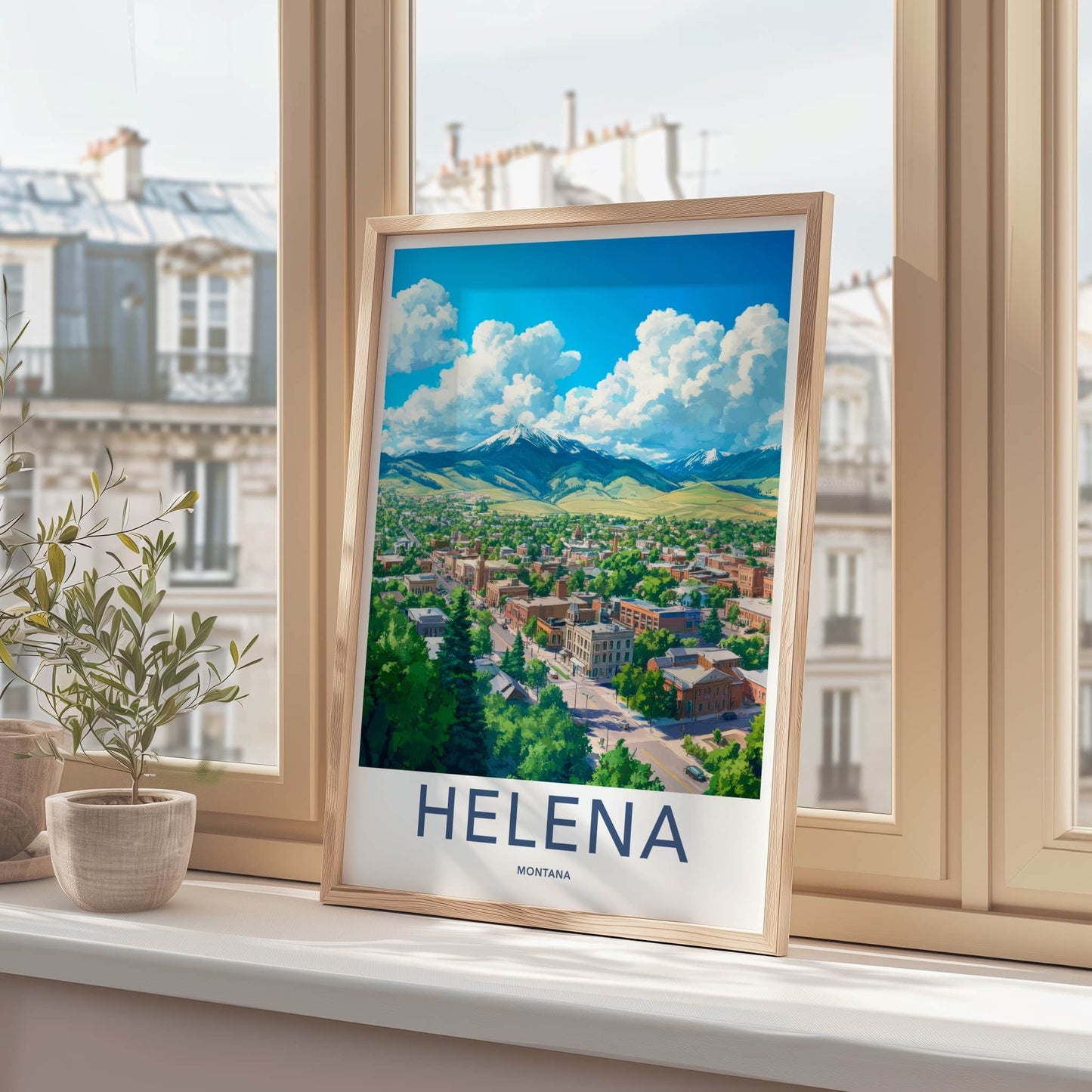 Helena Poster - Montana Framed Print - Lush Mountain Town Lounge Decor