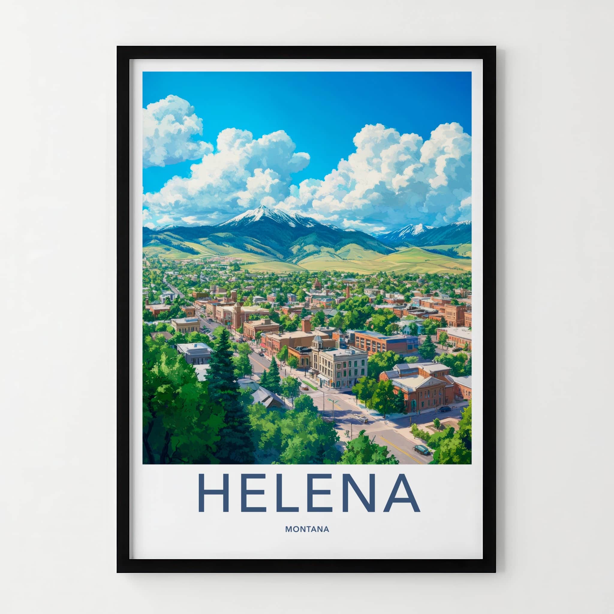 Helena Poster - Montana Framed Print - Lush Mountain Town Lounge Decor