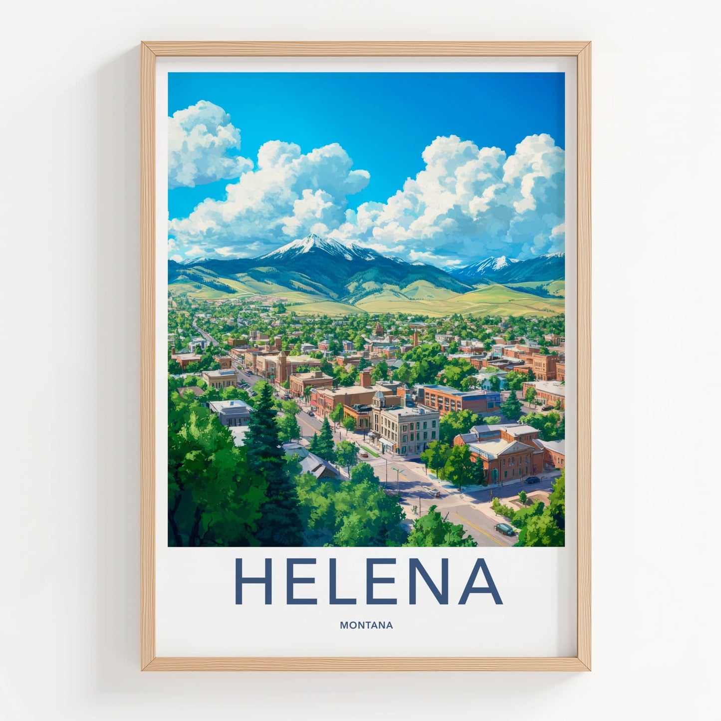 Helena Poster - Montana Framed Print - Lush Mountain Town Lounge Decor