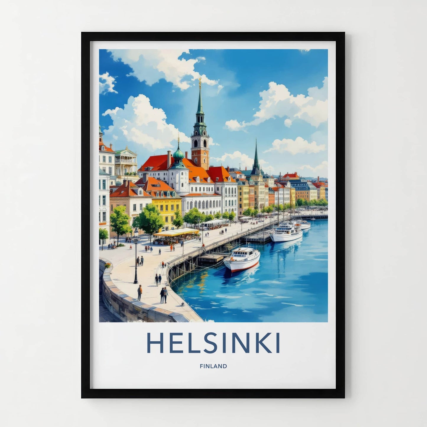 Helsinki Poster - Finland Travel Art - Historic City Harbor Wall Decor