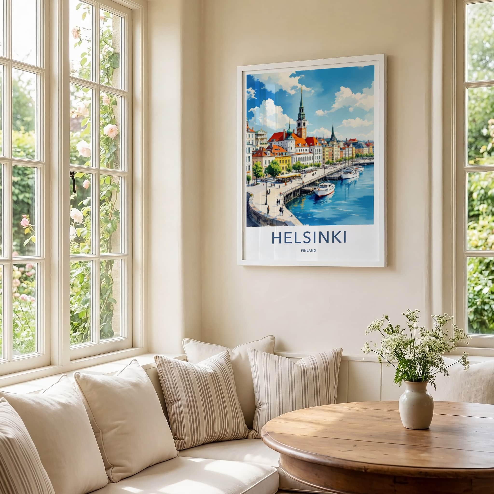Helsinki Poster - Finland Travel Art - Historic City Harbor Wall Decor