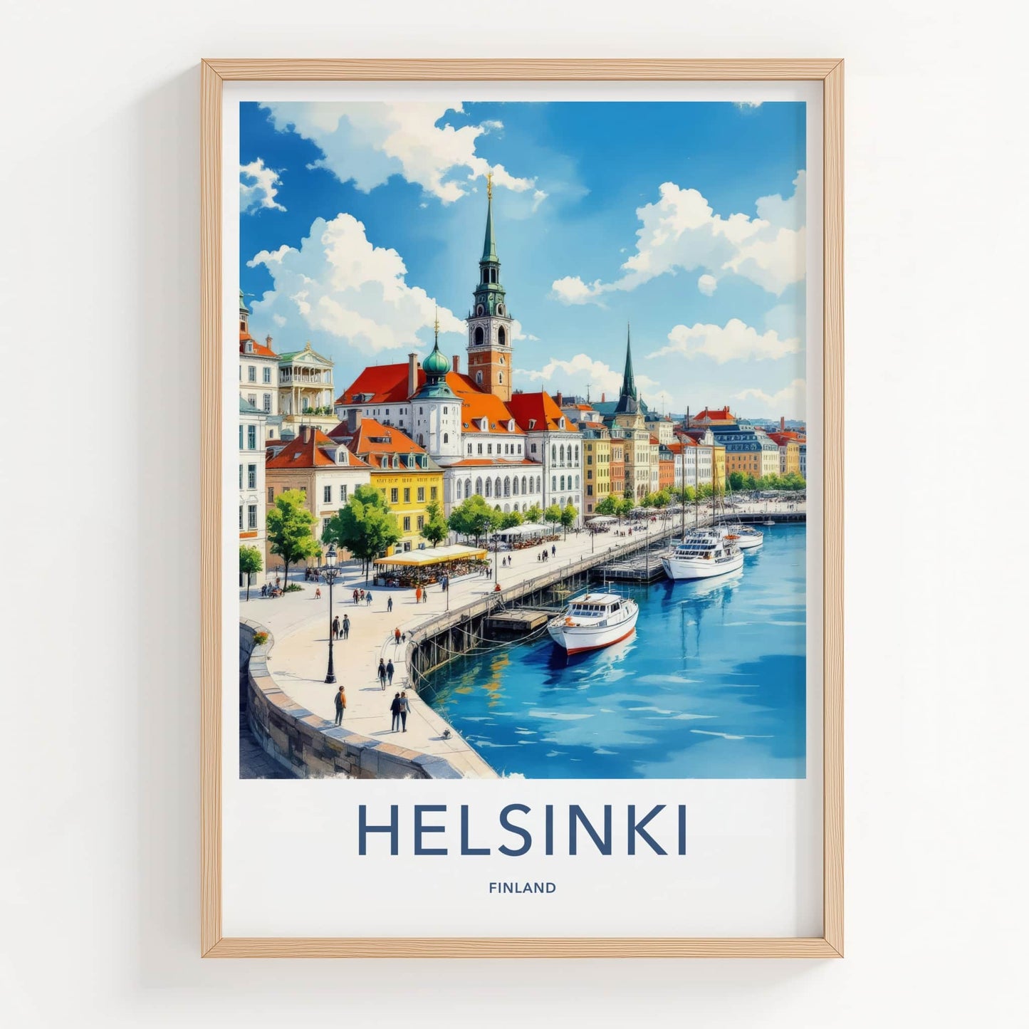 Helsinki Poster - Finland Travel Art - Historic City Harbor Wall Decor