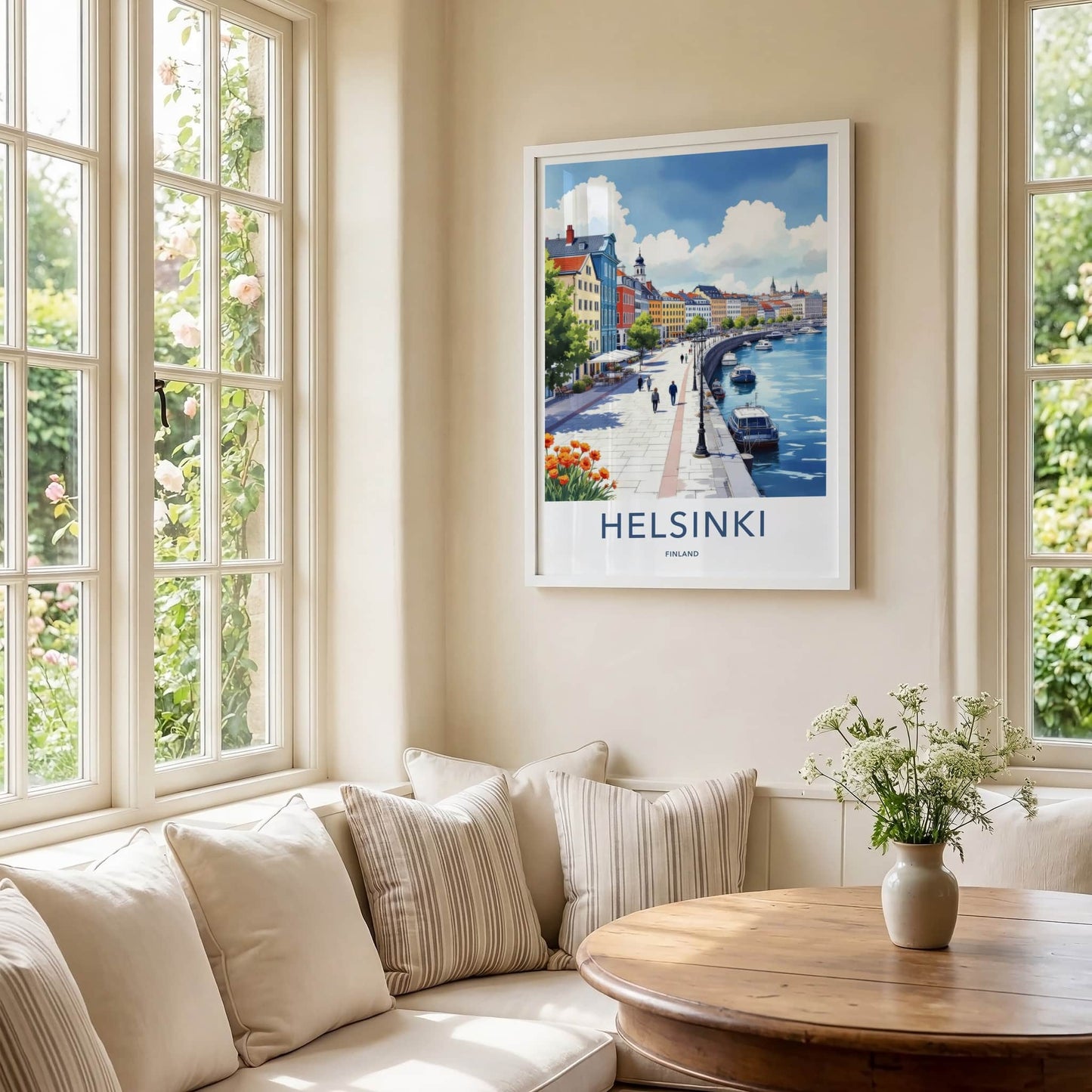 Helsinki Poster - Finland Travel Art - Vibrant City Harbor Home Decor