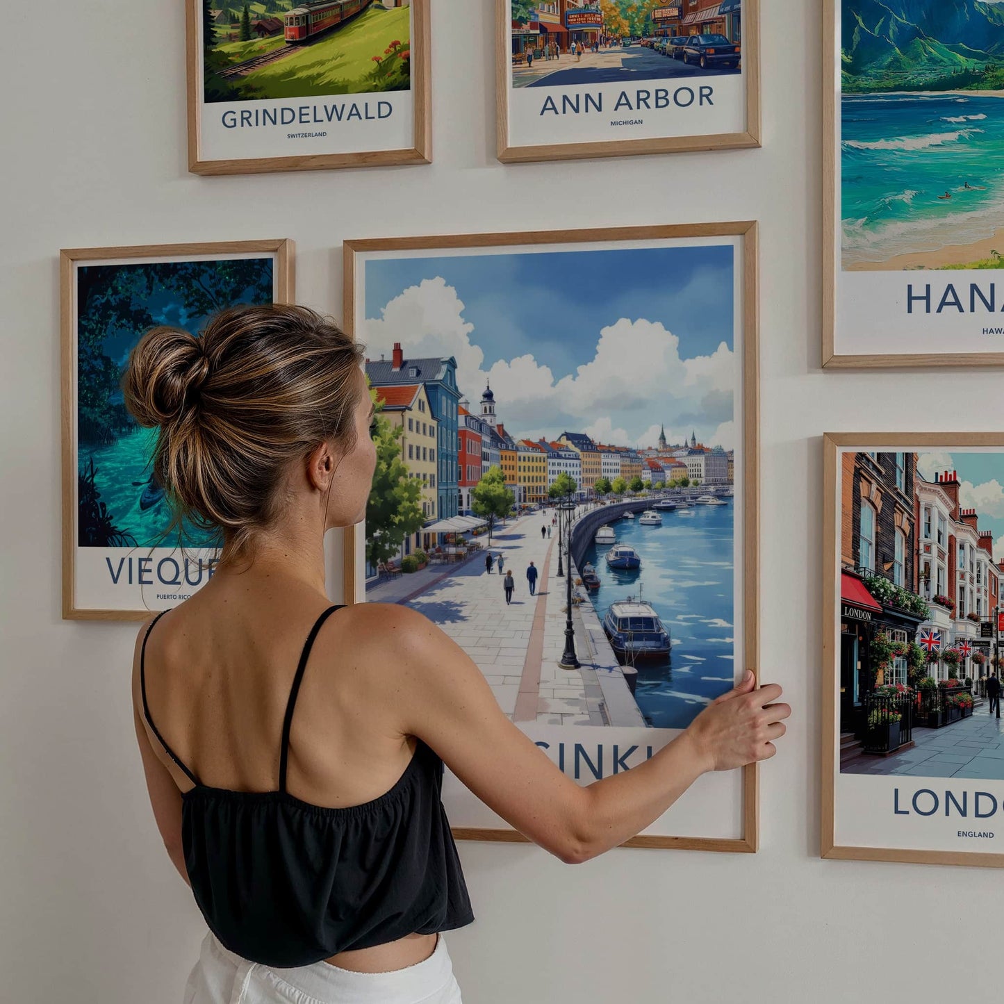 Helsinki Poster - Finland Travel Art - Vibrant City Harbor Home Decor
