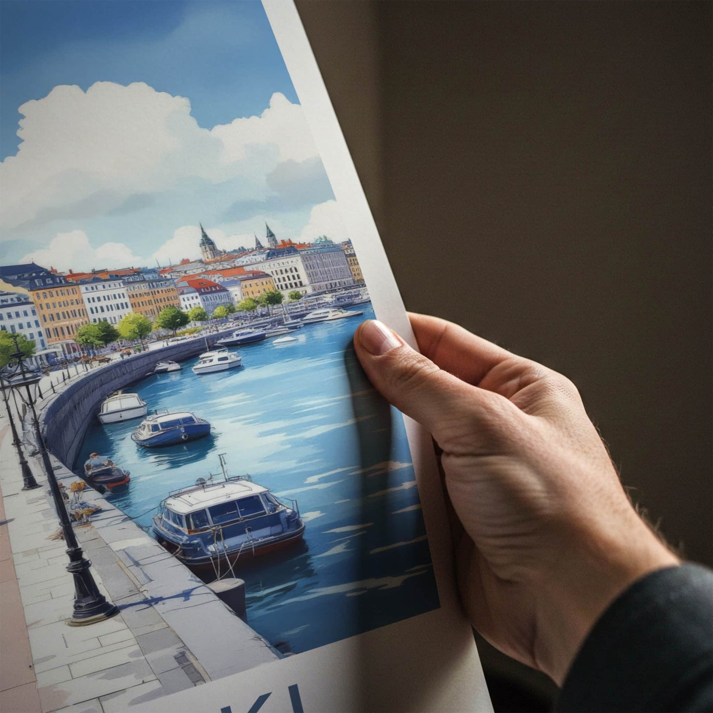 Helsinki Poster - Finland Travel Art - Vibrant City Harbor Home Decor