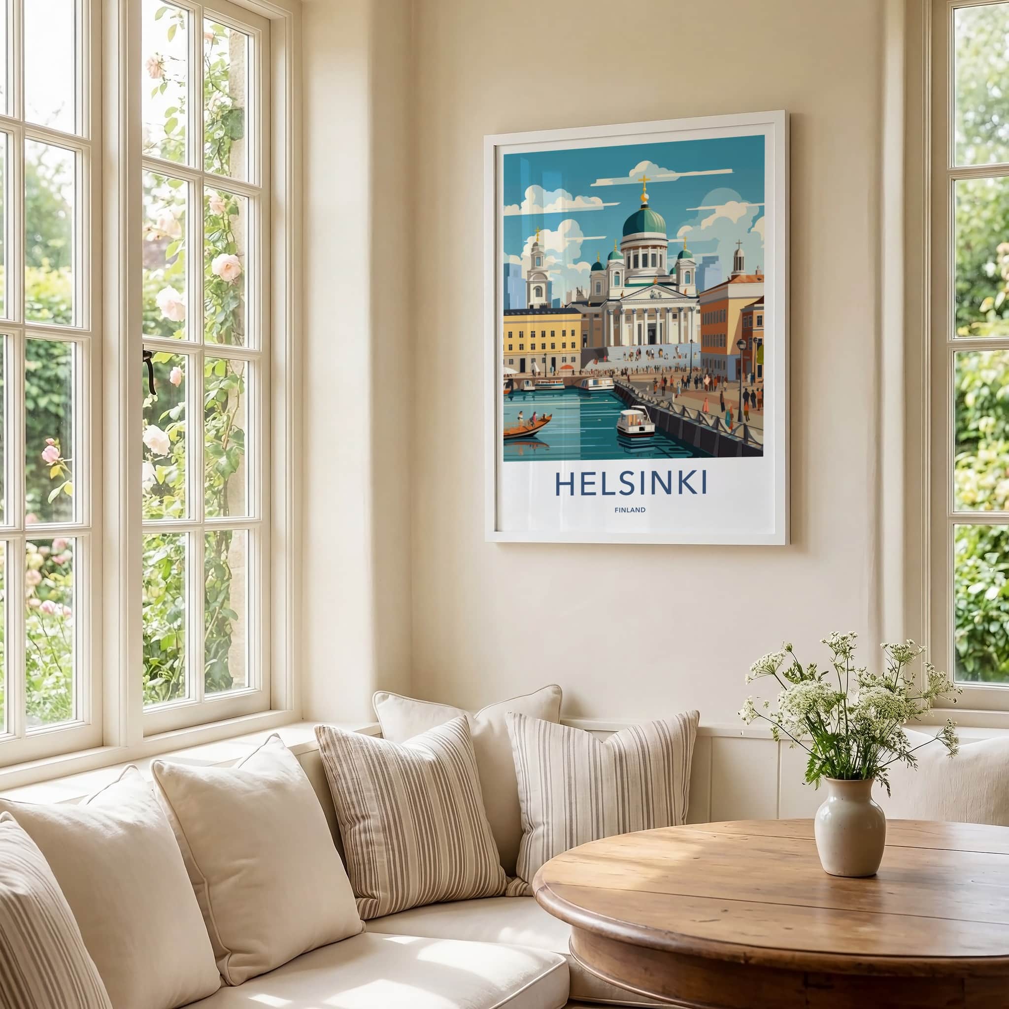Helsinki Poster - Finland Wall Art - Grand Cathedral Harbor Home Decor